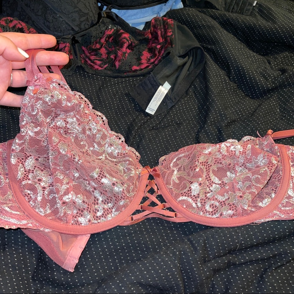 Metallic Lace Unlined Balconnette Bra